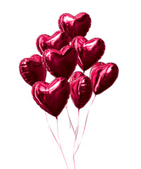 Realistic 3D render of heart shaped air balloons