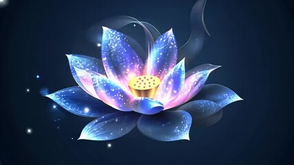 A glowing, translucent lotus flower with a dark background - Powered by Adobe