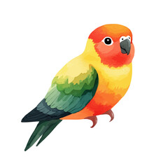 Lovebird, watercolor vector, high quality, isolated on a white background.