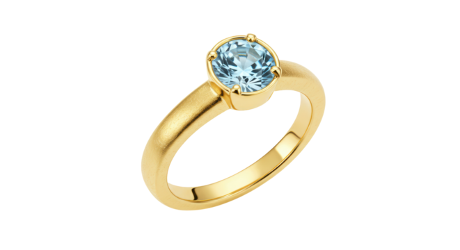 Isolated Gold Ring with Light Blue Gemstone