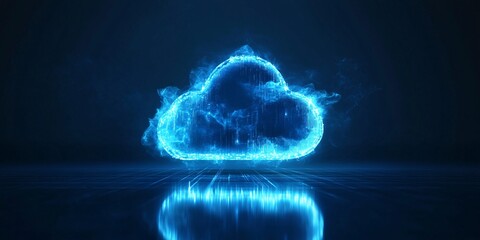 Glowing Digital Cloud with Abstract Energy Particles Representing Futuristic Cloud Computing, Data Storage, and Cyber Technology for Secure Online Infrastructure and AI-Powered Connectivity