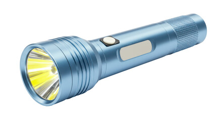 Isolated Blue Metal Flashlight