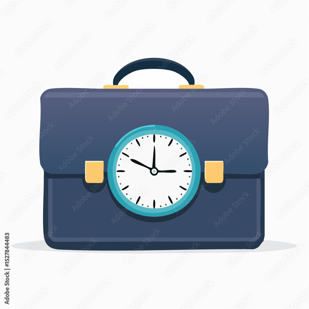 Poster business briefcase with a clock, representing time management and deadlines in work