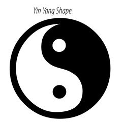 Illustration of a yin yang symbol with contrasting black and white halves and circular elements inside shape