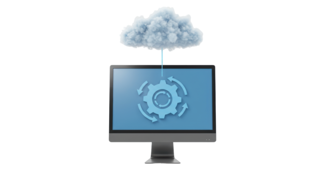 Isolated Cloud Computing with Gear Icon