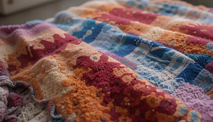 close up of colorful knitting
