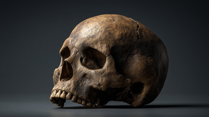 古びた人骨頭蓋骨のリアル質感