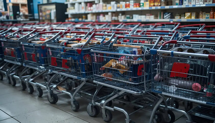 shopping carts in a supermarket