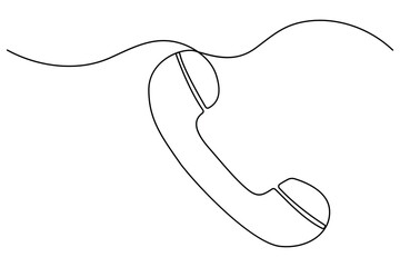 Obraz premium Continuous line drawing of a vintage telephone receiver, smartphone vector illustrator 