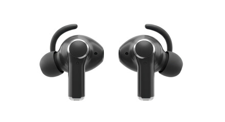 Isolated Black Wireless Earbuds