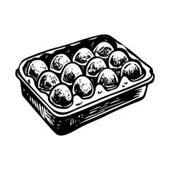A vintage style illustration of egg tray