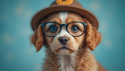 dog wearing glasses
