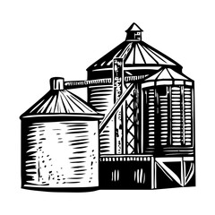 A sketchy style illustration of grain silo © Prosymbols