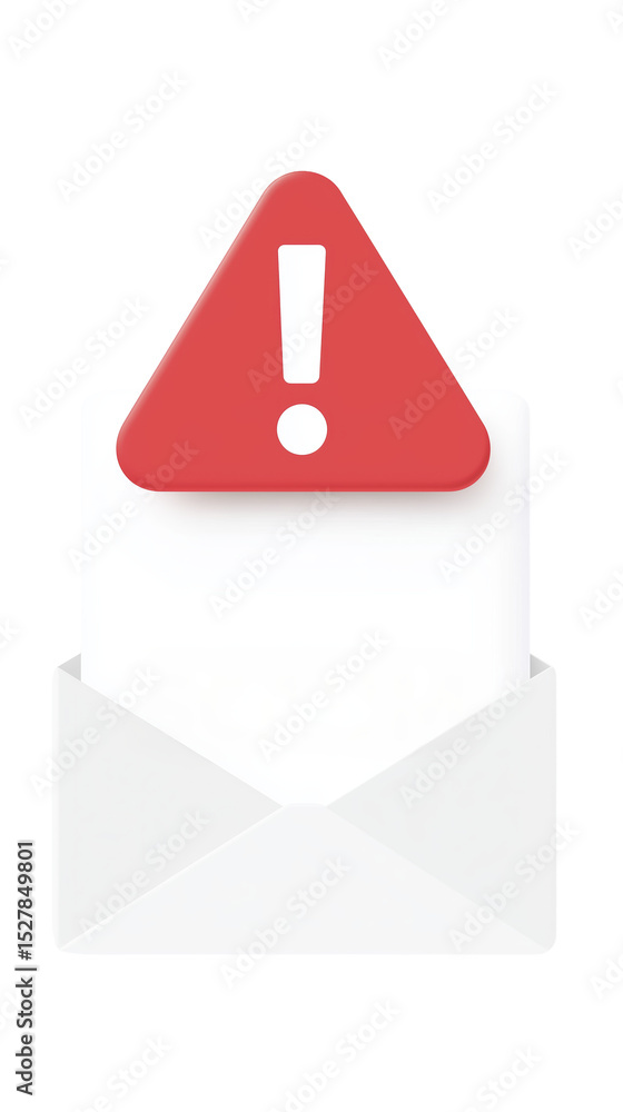 Poster alert symbol on a white envelope, representing notifications and messages, conveying urgency and imp