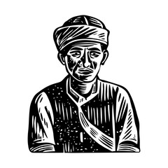 A sketchy style illustration of village man