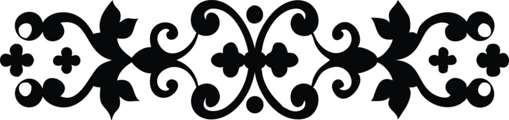 Ornate Floral Divider Elegant Black Flourish with Decorative Crosses and Curved Elements