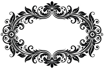 Elegant Flourish Frame Ornate Floral Design Border for Invitations, Cards, and More