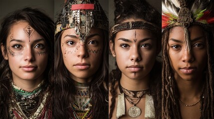 Portraits of diverse individuals with unique cultural elements, celebrating unity in diversity.