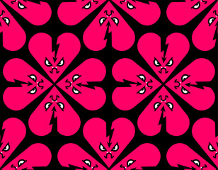 Angry broken heart pattern seamless. Disappointed love background.