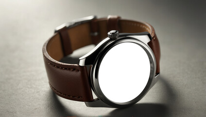 Vintage watch with a leather belt on white background. Created using generative AI tools