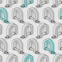 Shackle is rigging bracket pattern seamless. connecting element background.