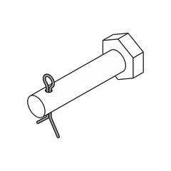 Pin with cotter pin isolated sign. Rigging connection