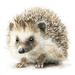 Obraz premium Cute hedgehog illustration with fine details showcasing texture and natural charm in a whimsical style for nature lovers