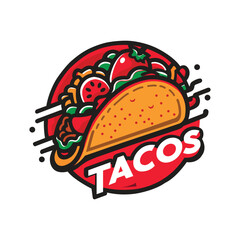 Tacos Mexican fast food vector silhouette