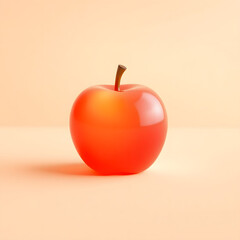 Cute 3D gummy apple soft lighting, translucent material, pastel background, toy-like look