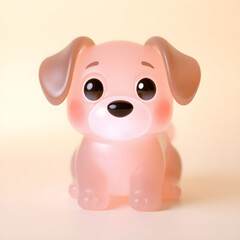 Fototapeta premium Playful Pup's Gentle Glow: A charming, soft-toned illustration of a puppy, with expressive eyes, radiating a warm and inviting atmosphere.