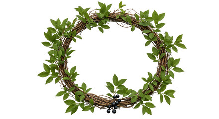 Isolated Green Leaf Wreath