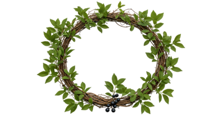 Isolated Green Leaf Wreath