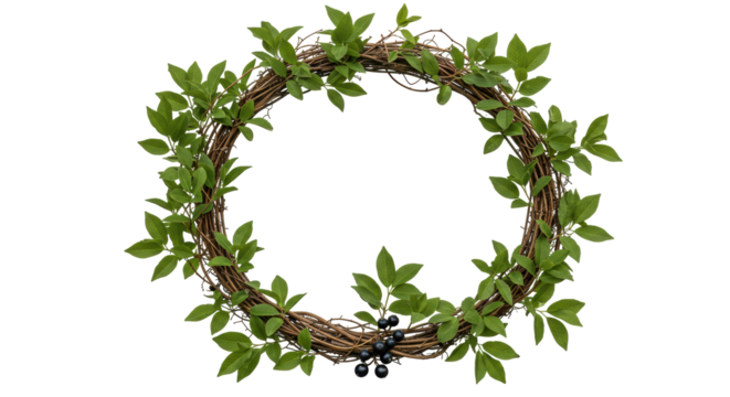 Isolated Green Leaf Wreath