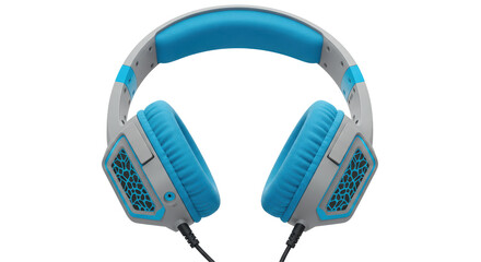Isolated Blue and Gray Gaming Headset
