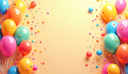 Pastel-colored balloons and confetti.Adorable.Adorable background. Children's room. Events, birthdays.