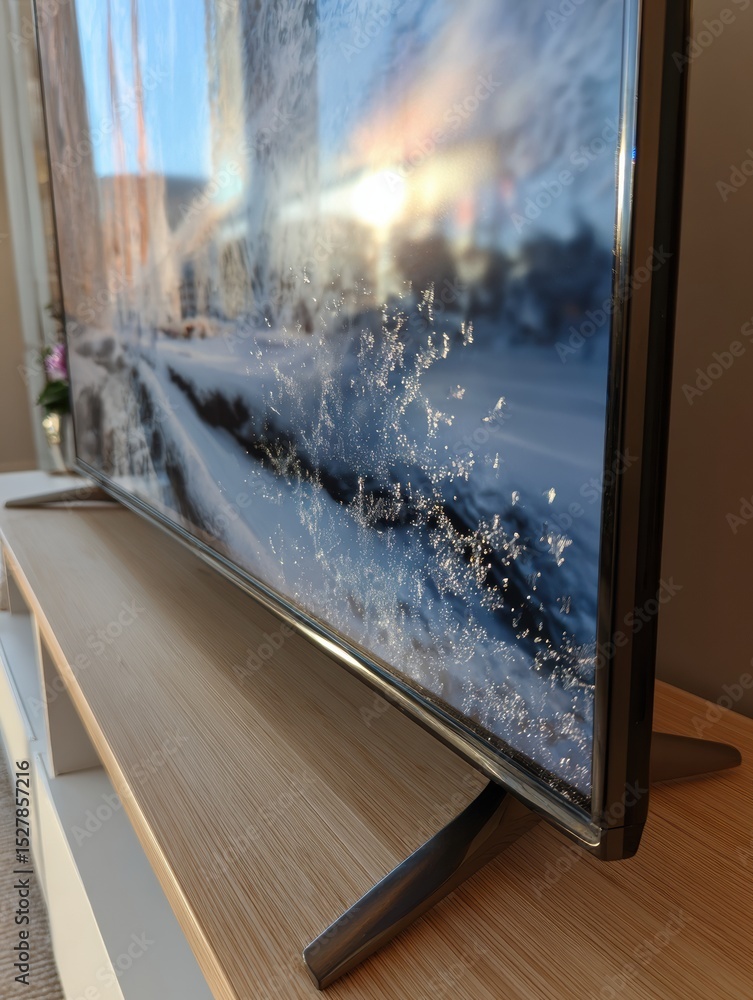 Aufkleber frozen smart tv displays error wheel while showing faded content, indicating a functionality issue i