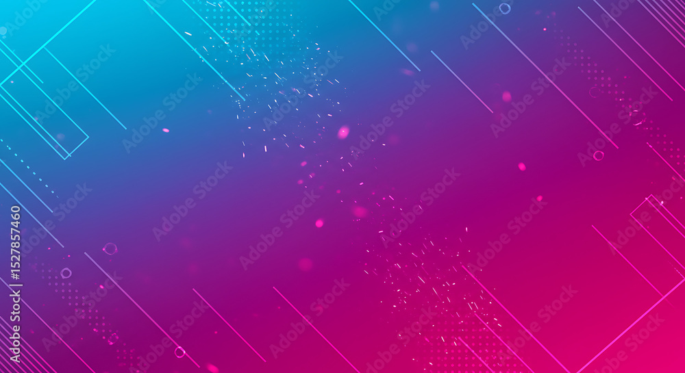Poster an abstract background with glowing diagonal lines and particles on a vibrant blue and pink gradient