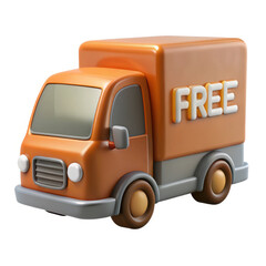 Orange delivery truck icon free shipping isolated on white background