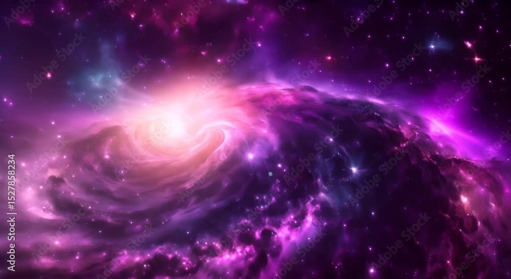Wall mural amazingly colorful galaxy in outer space with swirling sparkling stars vibrant nebulae in pinks blue