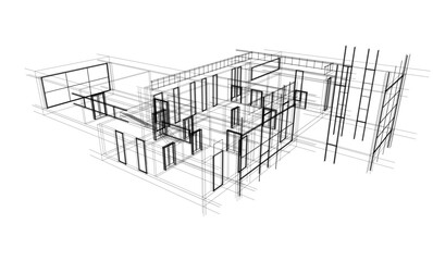 Fototapeta premium architectural drawing 3d vector illustration