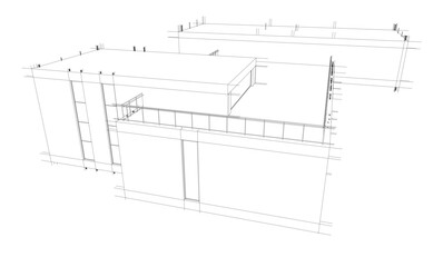architectural drawing 3d vector illustration