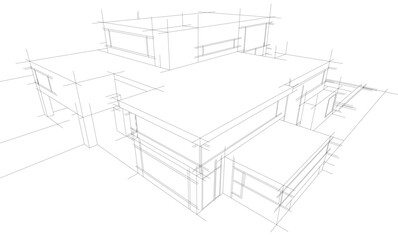 architectural drawing 3d vector illustration