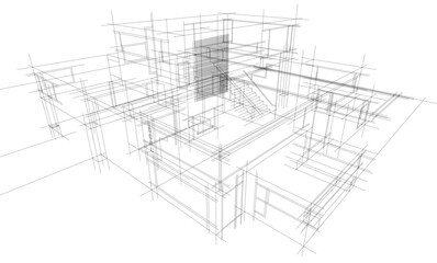 architectural drawing 3d vector illustration