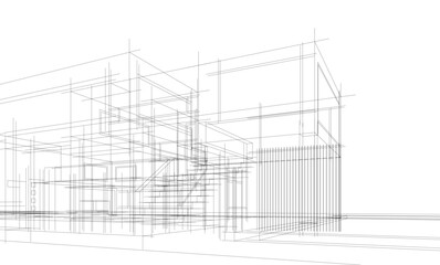 architectural drawing 3d vector illustration