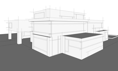 architectural drawing 3d vector illustration