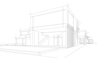 architectural drawing 3d vector illustration