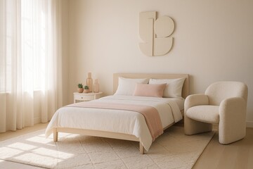 Obraz premium Elegant and Sophisticated Minimalist Bedroom with Modern Touches