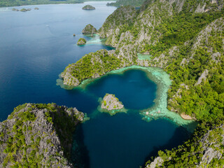Lagoons with green water in Coron. Palawan, Philippines.