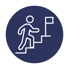 Climbing toward victory achieving new heights. Icon symbol illustration