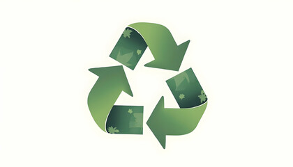 Green Recycle Symbol on White Background Promoting Sustainability